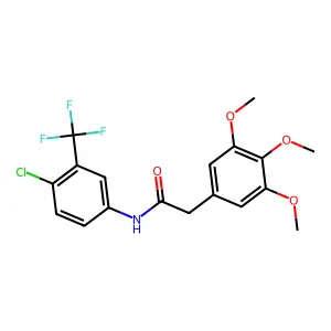 N-[4-chloro-3-(trifluoromethyl)phenyl]-2-(3,4,5-trimethoxyphenyl)acetamide structure