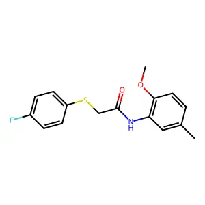 2-[(4-fluorophenyl)sulfanyl]-N-(2-methoxy-5-methylphenyl)acetamide structure