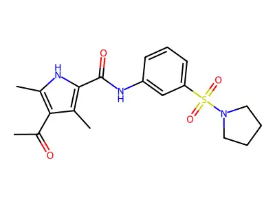 4-acetyl-3,5-dimethyl-N-(3-pyrrolidin-1-ylsulfonylphenyl)-1H-pyrrole-2-carboxamide structure