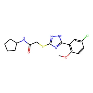 2-[[5-(5-chloro-2-methoxyphenyl)-1H-1,2,4-triazol-3-yl]sulfanyl]-N-cyclopentylacetamide structure