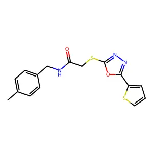 N-(4-methylbenzyl)-2-{[5-(thiophen-2-yl)-1,3,4-oxadiazol-2-yl]sulfanyl}acetamide structure
