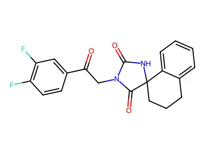3'-[2-(3,4-difluorophenyl)-2-oxoethyl]spiro[2,3-dihydro-1H-naphthalene-4,5'-imidazolidine]-2',4'-dione structure