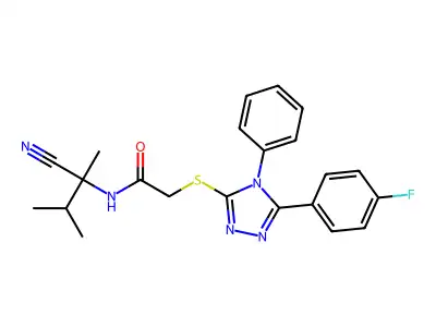 N-(2-cyano-3-methylbutan-2-yl)-2-[[5-(4-fluorophenyl)-4-phenyl-1,2,4-triazol-3-yl]sulfanyl]acetamide structure