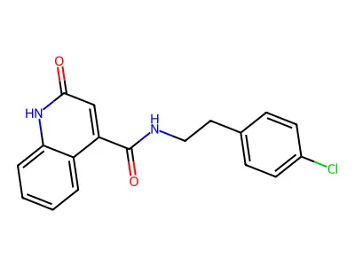 N-[2-(4-chlorophenyl)ethyl]-2-oxo-1H-quinoline-4-carboxamide structure