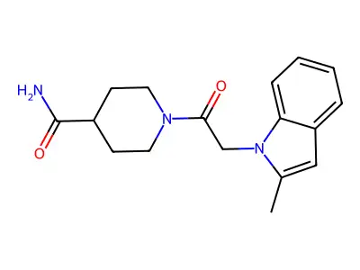 1-[(2-methyl-1H-indol-1-yl)acetyl]piperidine-4-carboxamide structure