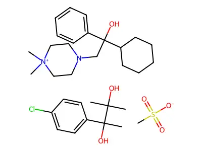 2,3-Butanediol, 2-(p-chlorophenyl)-3-methyl- mixed with 4-(beta-cyclohexyl-beta-hydroxyphenethyl)-1,1-dimethylpiperazinium sulfate (4:1) structure