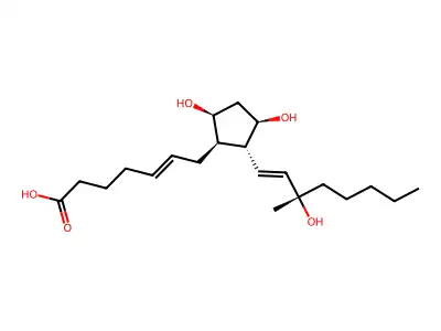 7-[3,5-Dihydroxy-2-(3-hydroxy-3-methyloct-1-enyl)cyclopentyl]hept-5-enoic acid structure