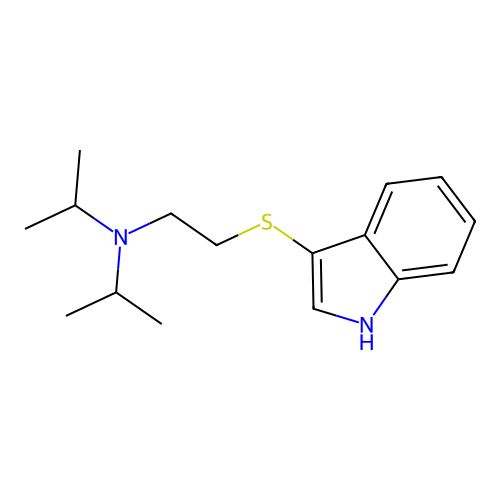 N-[2-(1H-indol-3-ylsulfanyl)ethyl]-N,N-diisopropylamine structure