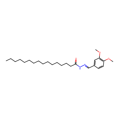 N-[(3,4-dimethoxyphenyl)methylideneamino]hexadecanamide structure
