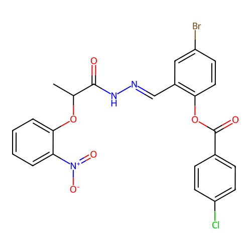 4-BR-2-(2-(2-(2-Nitrophenoxy)propanoyl)carbohydrazonoyl)phenyl 4-chlorobenzoate structure