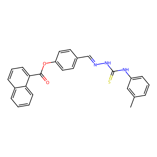 4-(2-(3-toluidinocarbothioyl)carbohydrazonoyl)phenyl 1-naphthoate structure