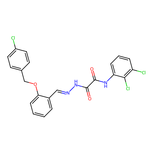 2-(2-(2-((4-CL-Benzyl)oxy)benzylidene)hydrazino)-N-(2,3-DI-CL-PH)-2-oxoacetamide structure