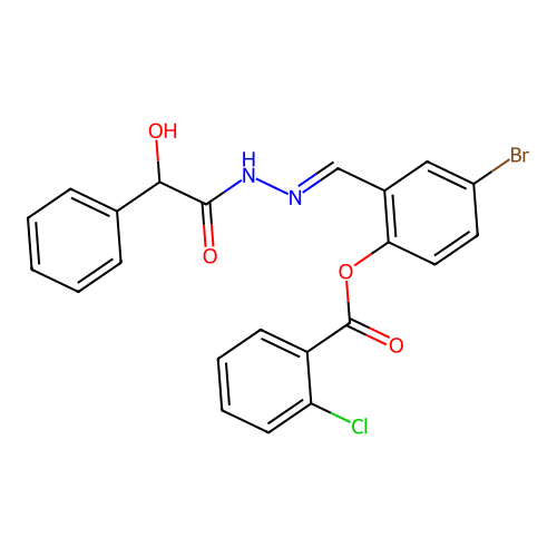 4-Bromo-2-(2-(hydroxy(phenyl)acetyl)carbohydrazonoyl)phenyl 2-chlorobenzoate structure