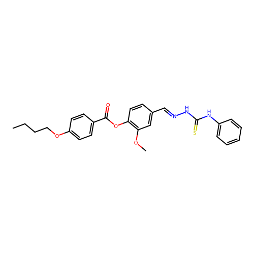 4-(2-(Anilinocarbothioyl)carbohydrazonoyl)-2-methoxyphenyl 4-butoxybenzoate structure