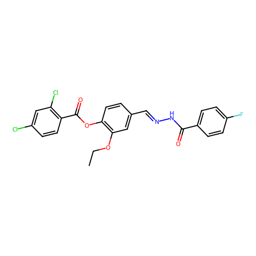 2-Ethoxy-4-(2-(4-fluorobenzoyl)carbohydrazonoyl)phenyl 2,4-dichlorobenzoate structure