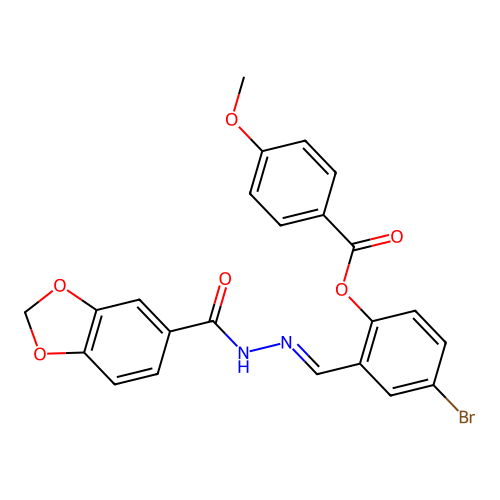 2-(2-(1,3-Benzodioxol-5-ylcarbonyl)carbohydrazonoyl)-4-BR-PH 4-methoxybenzoate structure