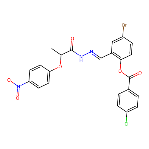 4-BR-2-(2-(2-(4-Nitrophenoxy)propanoyl)carbohydrazonoyl)phenyl 4-chlorobenzoate structure
