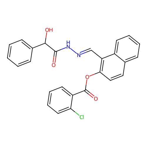 1-(2-(Hydroxy(phenyl)acetyl)carbohydrazonoyl)-2-naphthyl 2-chlorobenzoate structure