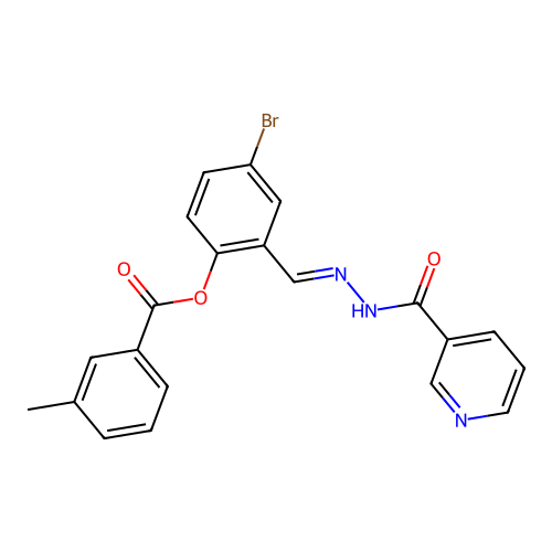 4-Bromo-2-(2-(3-pyridinylcarbonyl)carbohydrazonoyl)phenyl 3-methylbenzoate structure
