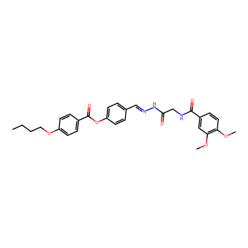 4-(2-(((3,4-Dimethoxybenzoyl)amino)AC)carbohydrazonoyl)phenyl 4-butoxybenzoate structure