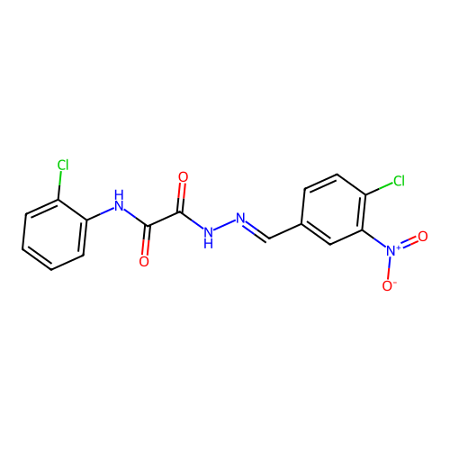 2-(2-(4-Chloro-3-nitrobenzylidene)hydrazino)-N-(2-chlorophenyl)-2-oxoacetamide structure