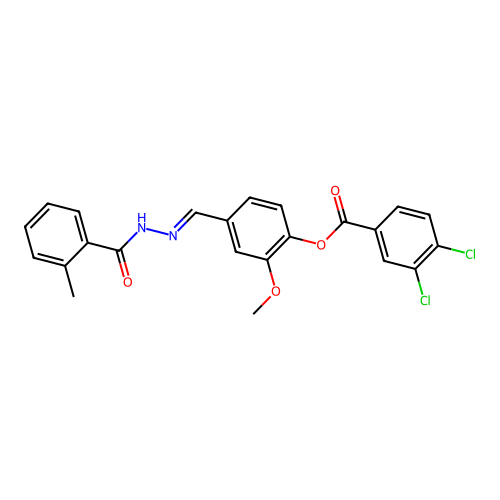 2-Methoxy-4-(2-(2-methylbenzoyl)carbohydrazonoyl)phenyl 3,4-dichlorobenzoate structure