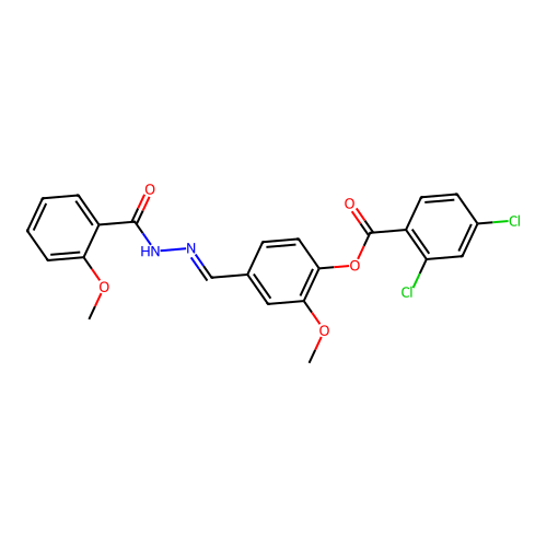 2-Methoxy-4-(2-(2-methoxybenzoyl)carbohydrazonoyl)phenyl 2,4-dichlorobenzoate structure