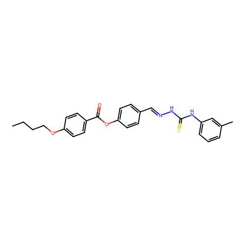 4-(2-(3-Toluidinocarbothioyl)carbohydrazonoyl)phenyl 4-butoxybenzoate structure