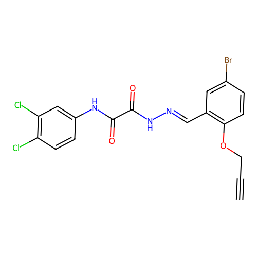 2-(2-(5-BR-2-(2-Propynyloxy)benzylidene)hydrazino)N-(3,4-DI-CL-PH)2-oxoacetamide structure