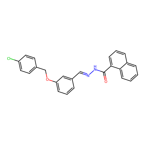 N-[[3-[(4-chlorophenyl)methoxy]phenyl]methylideneamino]naphthalene-1-carboxamide structure