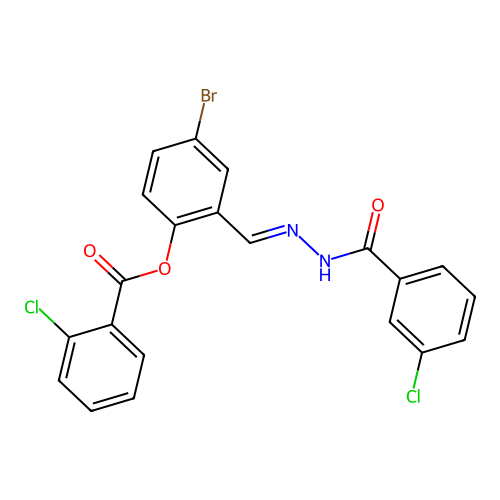 4-Bromo-2-(2-(3-chlorobenzoyl)carbohydrazonoyl)phenyl 2-chlorobenzoate structure