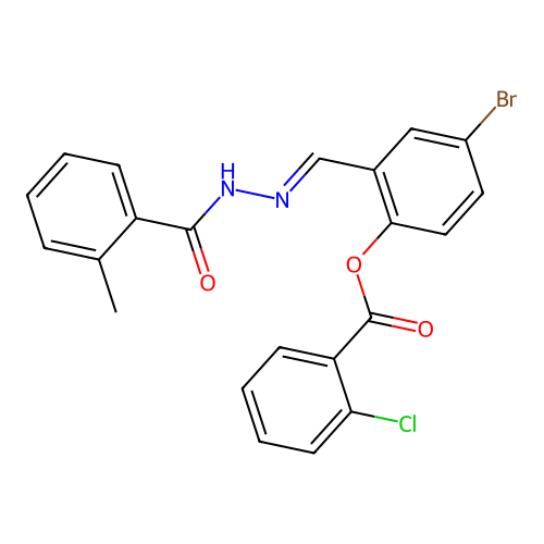4-Bromo-2-(2-(2-methylbenzoyl)carbohydrazonoyl)phenyl 2-chlorobenzoate structure