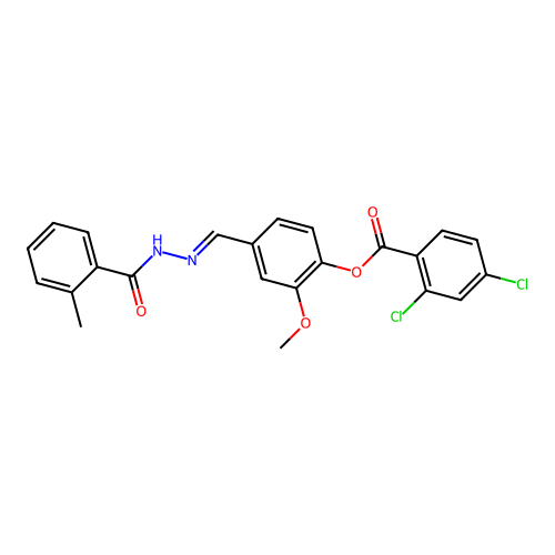 2-methoxy-4-{(E)-[(2-methylbenzoyl)hydrazono]methyl}phenyl 2,4-dichlorobenzoate structure