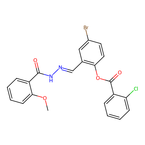 4-bromo-2-{(E)-[(2-methoxybenzoyl)hydrazono]methyl}phenyl 2-chlorobenzoate structure