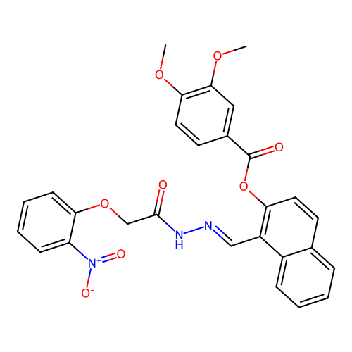 1-(2-((2-Nitrophenoxy)acetyl)carbohydrazonoyl)-2-naphthyl 3,4-dimethoxybenzoate structure