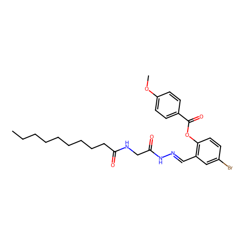 4-Bromo-2-(2-((decanoylamino)acetyl)carbohydrazonoyl)phenyl 4-methoxybenzoate structure