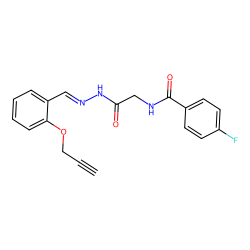 4-Fluoro-N-(2-oxo-2-(2-(2-(2-propynyloxy)benzylidene)hydrazino)ethyl)benzamide structure