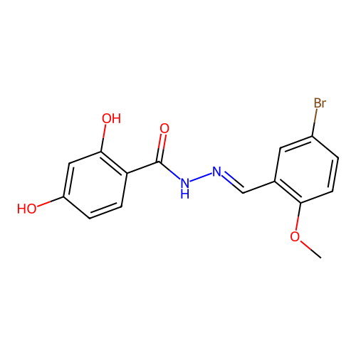 N-[(5-bromo-2-methoxyphenyl)methylideneamino]-2,4-dihydroxybenzamide structure