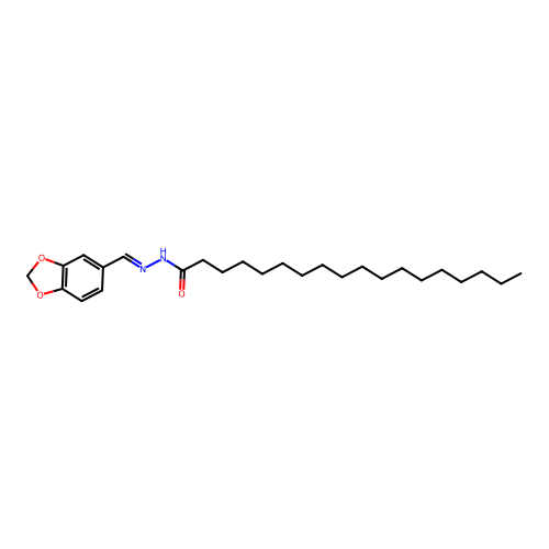 N-(1,3-benzodioxol-5-ylmethylideneamino)octadecanamide structure