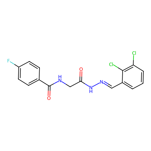 N-{2-[(2E)-2-(2,3-dichlorobenzylidene)hydrazino]-2-oxoethyl}-4-fluorobenzamide structure