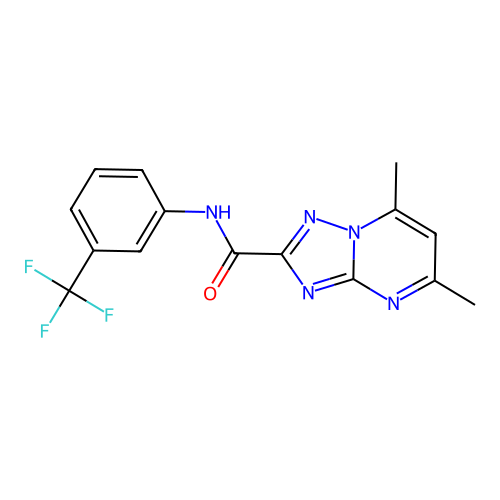 5,7-dimethyl-N-(3-(trifluoromethyl)phenyl)-[1,2,4]triazolo[1,5-a]pyrimidine-2-carboxamide structure