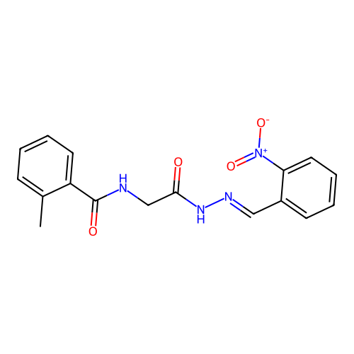 2-Methyl-N-(2-(2-(2-nitrobenzylidene)hydrazino)-2-oxoethyl)benzamide structure
