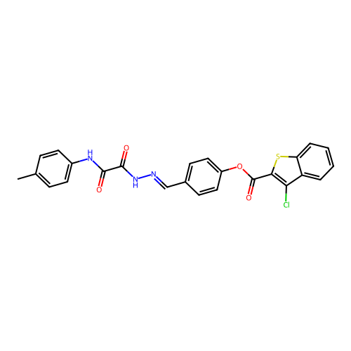 4-(2-(Oxo(4-toluidino)AC)carbohydrazonoyl)PH 3-CL-1-benzothiophene-2-carboxylate structure