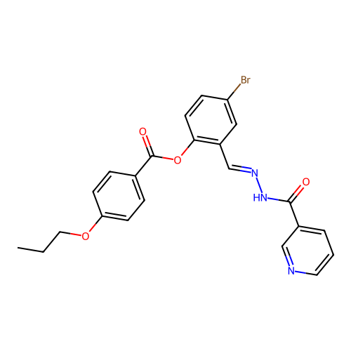 4-Bromo-2-(2-(3-pyridinylcarbonyl)carbohydrazonoyl)phenyl 4-propoxybenzoate structure