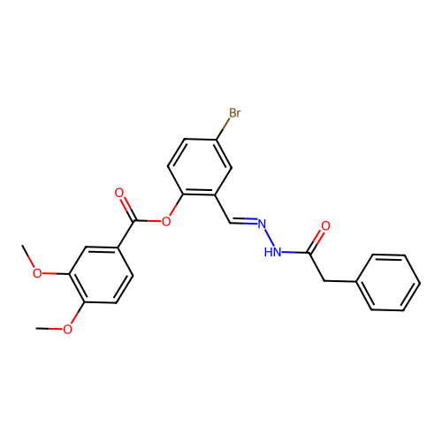 4-Bromo-2-(2-(phenylacetyl)carbohydrazonoyl)phenyl 3,4-dimethoxybenzoate structure