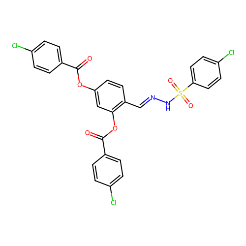 5-((4-CL-Benzoyl)oxy)-2-(2-((4-CL-PH-sulfonyl)carbohydrazonoyl)PH 4-CL-benzoate structure