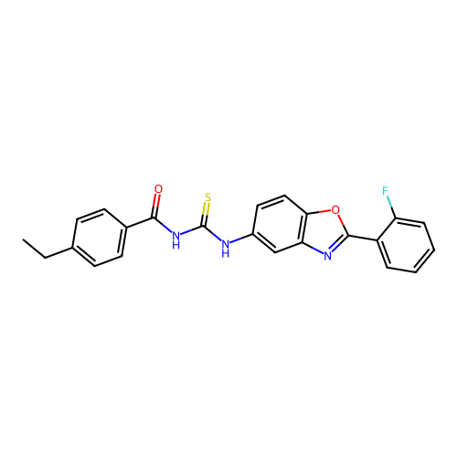 4-ethyl-N-{[2-(2-fluorophenyl)-1,3-benzoxazol-5-yl]carbamothioyl}benzamide structure