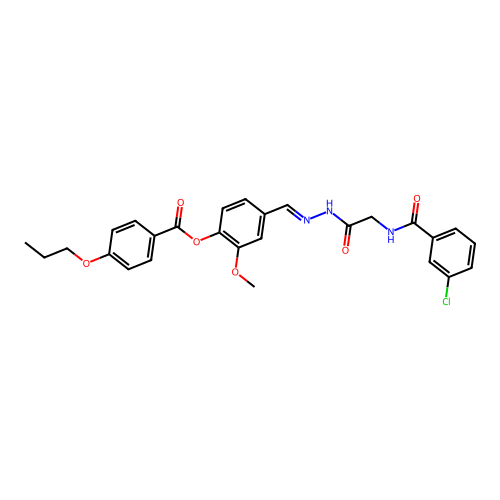 4-(2-(((3-Chlorobenzoyl)amino)AC)carbohydrazonoyl)-2-meo-PH 4-propoxybenzoate structure