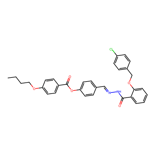 4-(2-(2-((4-Chlorobenzyl)oxy)benzoyl)carbohydrazonoyl)phenyl 4-butoxybenzoate structure