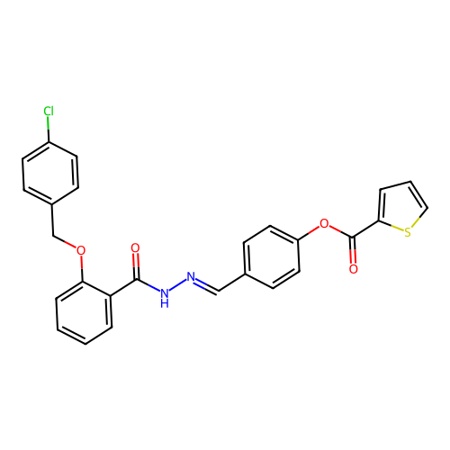 4-(2-(2-((4-Chlorobenzyl)oxy)benzoyl)carbohydrazonoyl)PH 2-thiophenecarboxylate structure